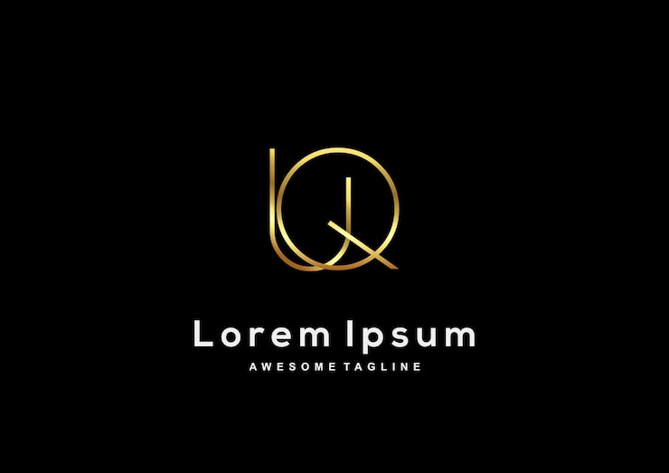 Bezpłatny plik Wektor luksusowa linia letter uq ze złotym logo