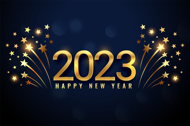Luksusowy baner z życzeniami nowego roku 2023 z pękającą gwiazdą