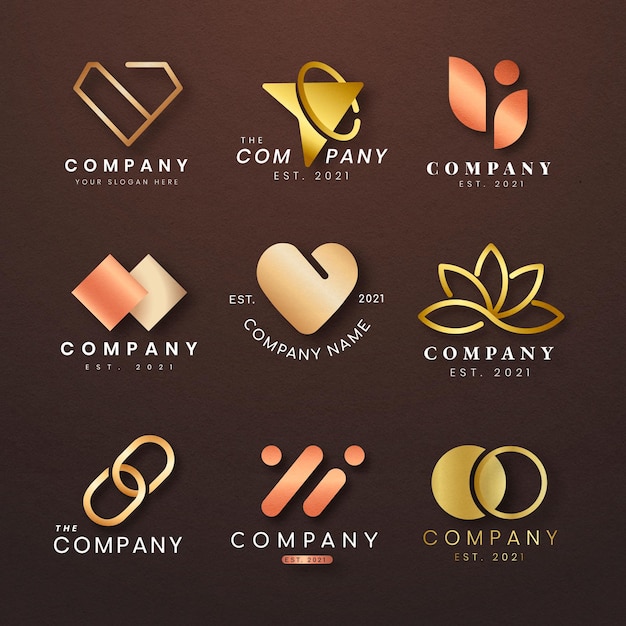 Luksusowy Biznes Logo Zestaw Projekt Ikony Różowego Złota