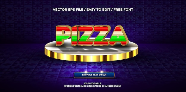 Luksusowy Edytowalny Efekt Tekstowy Pizzy W Stylu Tekstu 3d