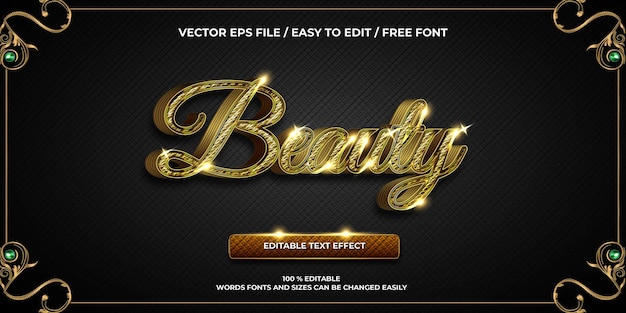 Bezpłatny wektor luksusowy edytowalny efekt tekstowy uroda złoty styl tekstu 3d