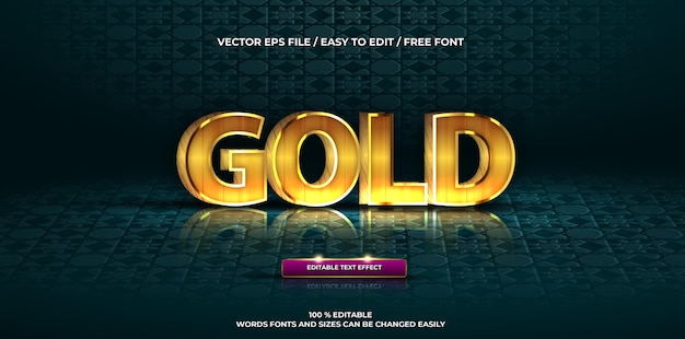 Luksusowy edytowalny efekt tekstu w stylu 3d w kolorze złotym