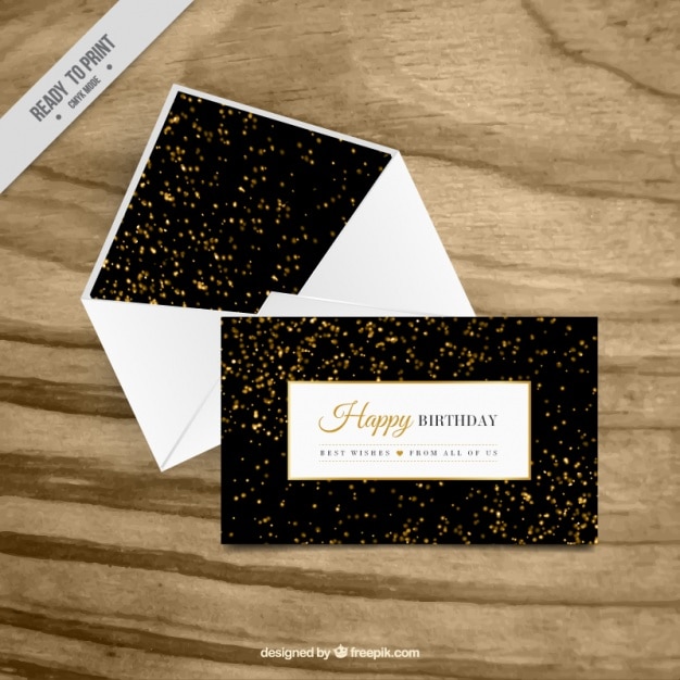 Bezpłatny wektor luksusowy kartkę z życzeniami z złotym konfetti