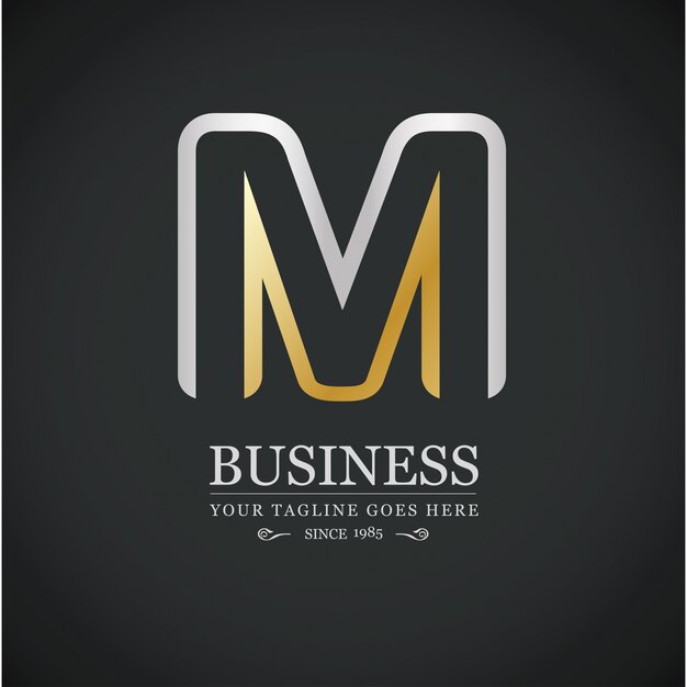 M list logo firm Szablon srebrny i złoty ikona wektor