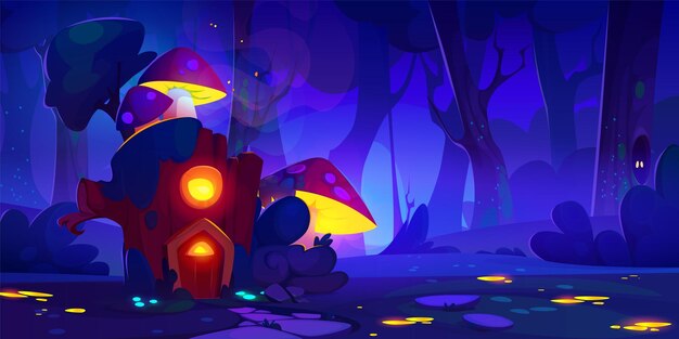 Magiczna kraina cudów z drewnianym domem wróżek
