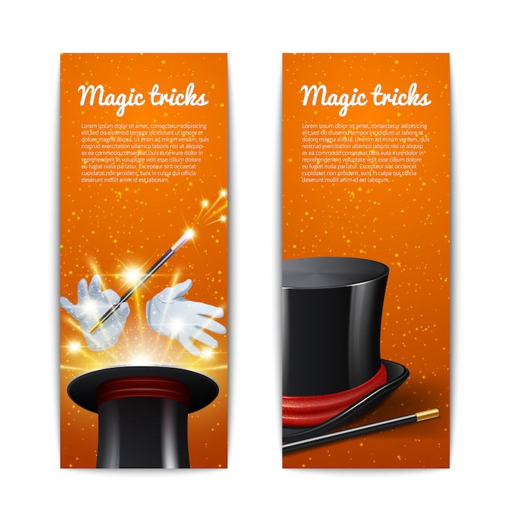 Bezpłatny plik Wektor magiczna sztuczka pionowe banery ustawione