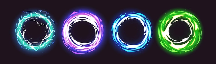 Bezpłatny plik Wektor magiczny portal światła okrągłego z efektem świecenia neonowego