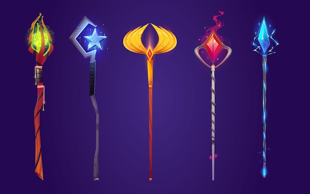Magiczny wektor personel kreator gra fantasy kij