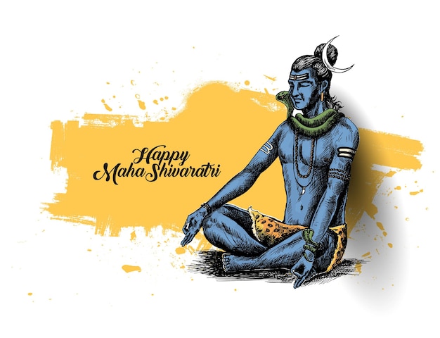 Maha Shivratri - Happy Nag Panchami Lord Shiva - plakat, ręcznie rysowane szkic wektor ilustracja.