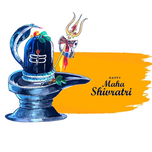 Bezpłatny wektor maha shivratri tło festiwalu z projektem karty shiv ling