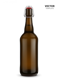 Makieta butelki piwa szklane na białym tle