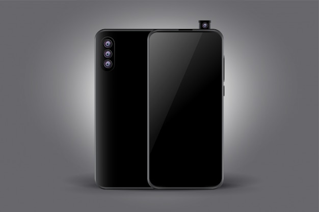 Makieta koncepcja trzy smartphone czarny aparat