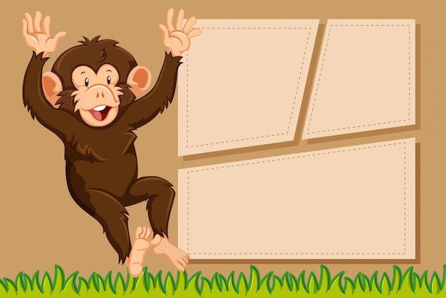 Bezpłatny wektor małpa na szablonie notatki