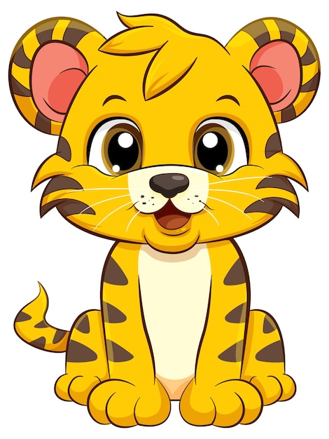 Bezpłatny wektor mały ładny tygrys postać z kreskówki