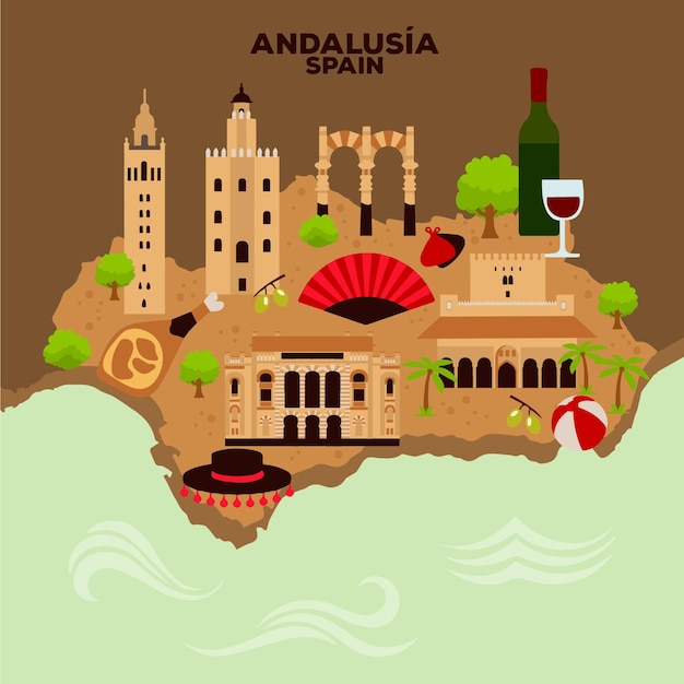 Mapa Andaluzji z zabytkami