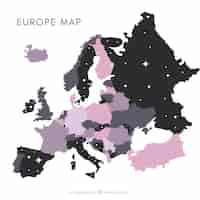 Bezpłatny wektor mapa europy w kolorach w stylu płaski