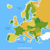 Bezpłatny wektor mapa europy w kolorach w stylu płaski
