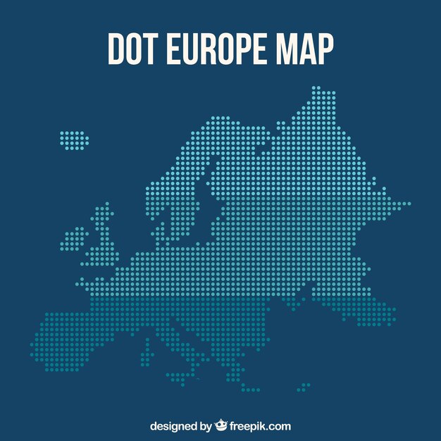 Mapa Europy z kropkami w stylu płaski