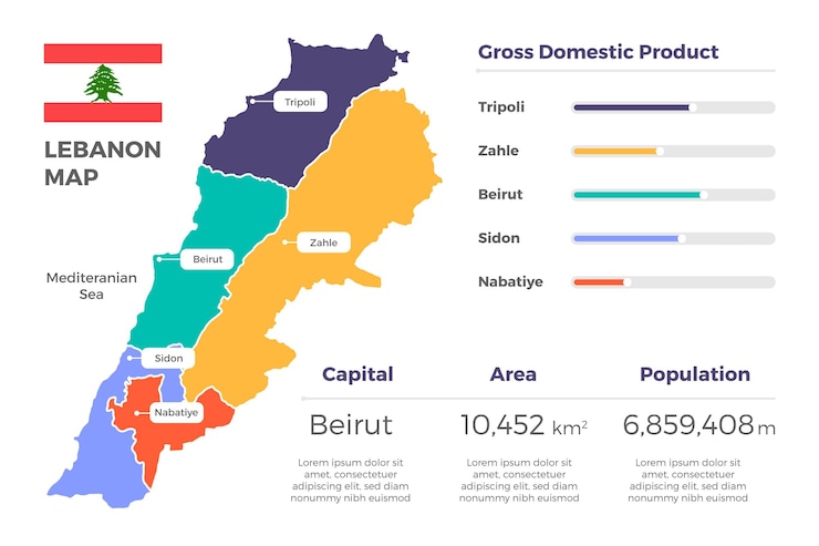 Bezpłatny plik Wektor mapa libanu płaska konstrukcja
