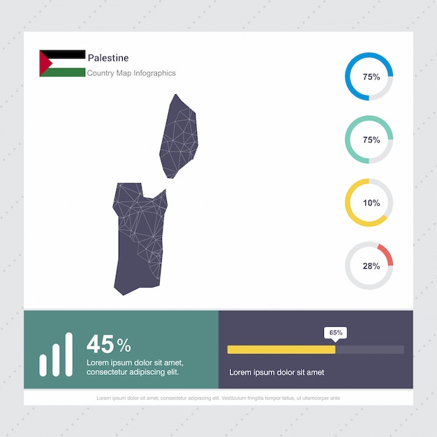 Bezpłatny wektor mapa palestyny ​​& flaga infografiki szablon