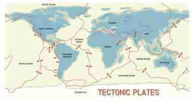 Bezpłatny wektor mapa płyt tektonicznych i granic