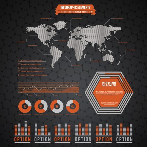 Bezpłatny wektor mapa świata infografika szablon