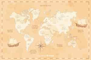 Bezpłatny wektor mapa świata vintage w tle odcienie sepii