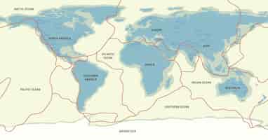 Bezpłatny wektor mapa świata z nazwami kontynentów