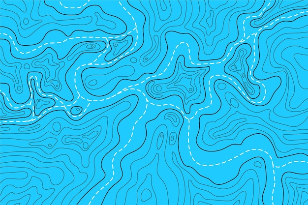 Bezpłatny wektor mapa topograficzna linie konturowe kolory wody