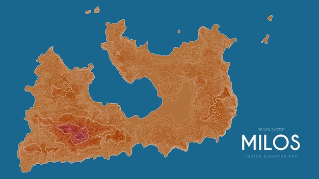 Mapa Topograficzna Milos, Grecja.