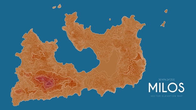 Mapa topograficzna Milos, Grecja.