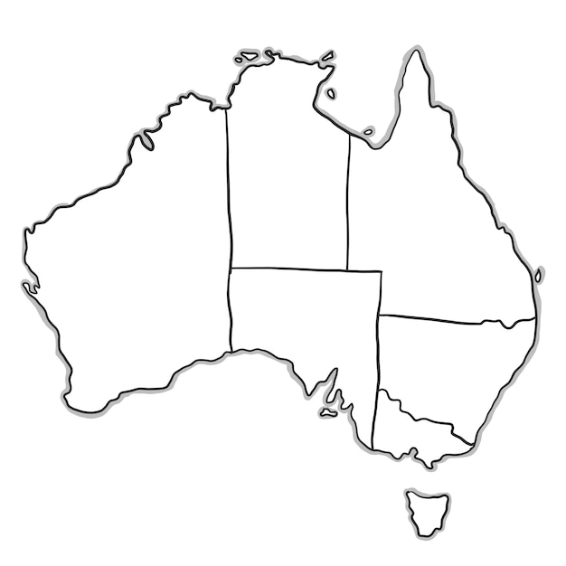 Bezpłatny wektor mapy doodle australia