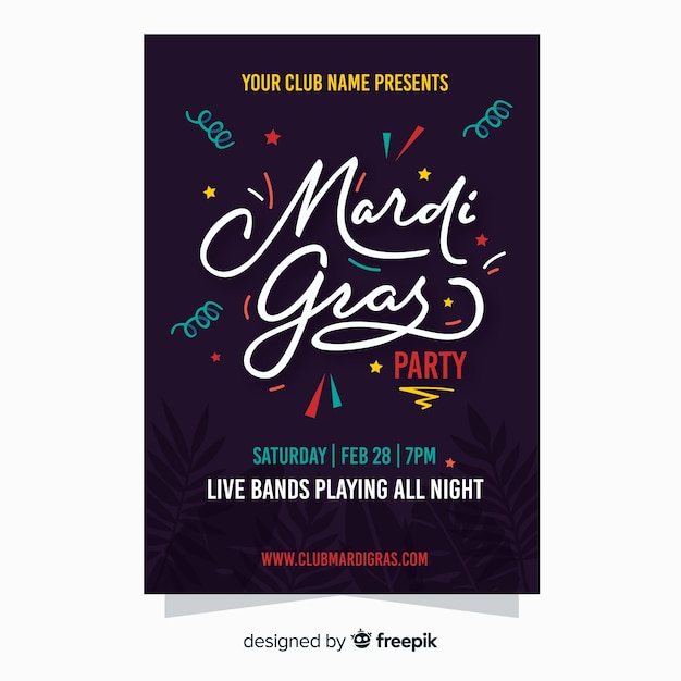 Bezpłatny wektor mardi gras flyer