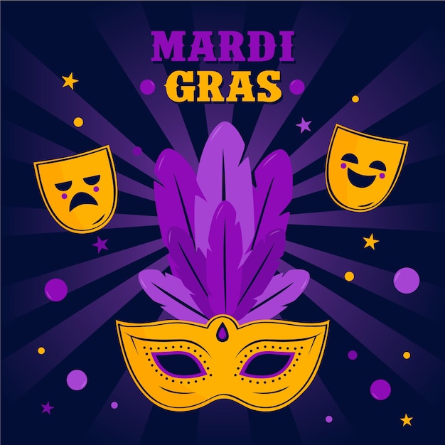 Mardi Gras Z Maskami W Płaskiej Konstrukcji