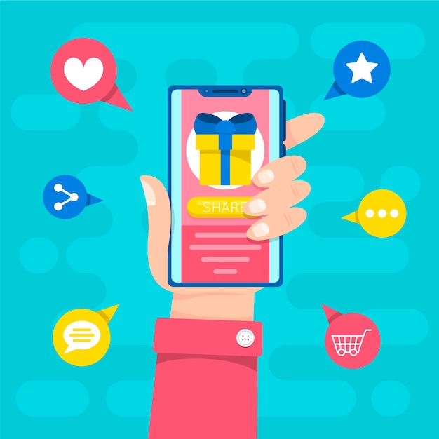 Marketing mediów społecznościowych koncepcja telefonu komórkowego