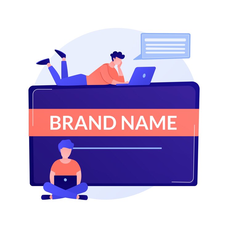 Bezpłatny plik Wektor markowa innowacja. zespół marketerów, branding korporacyjny, praca zespołowa projektantów. tworzenie tożsamości firmy i projektowanie ilustracji koncepcji elementu