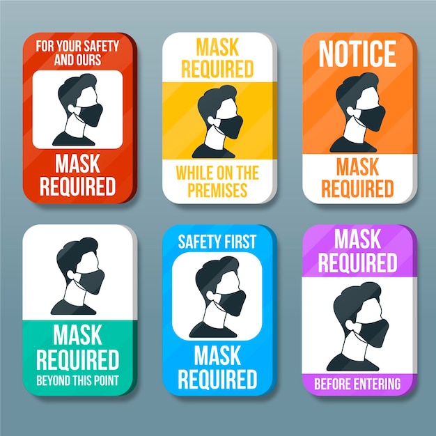 Maska Na Twarz Wymagana Kolekcja Znaków Darmowych Wektorów