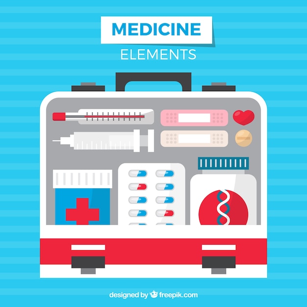 Bezpłatny wektor medycyna elementy tła w stylu płaski
