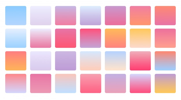 Bezpłatny wektor mega zestaw delikatnych pastelowych gradientów kolorów