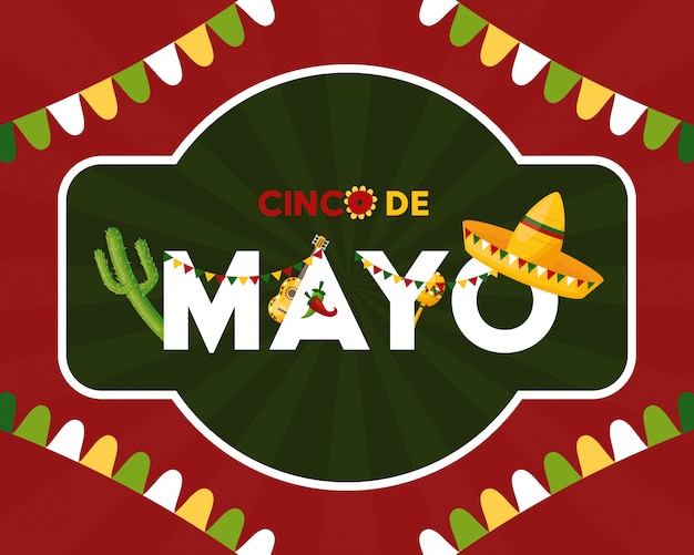 Meksyk Cinco De Mayo Meksyk Cinco De Mayo W Dekorowanej Ilustraci