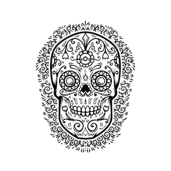 Meksykańskie czaszki cukru z tle kwiatowy wzór. dzień śmierci.