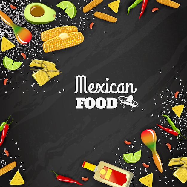 Bezpłatny wektor meksykańskie jedzenie bezszwowe tło