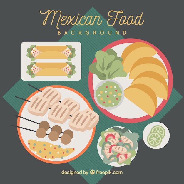 Meksykańskie Jedzenie W Stylu Płaski