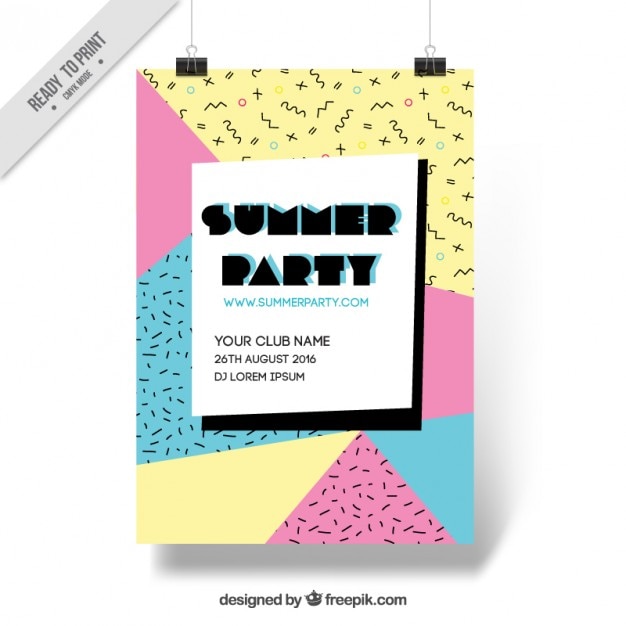 Bezpłatny plik Wektor memphis letnie party plakat