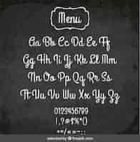 Bezpłatny wektor menu alfabetu na tablicy