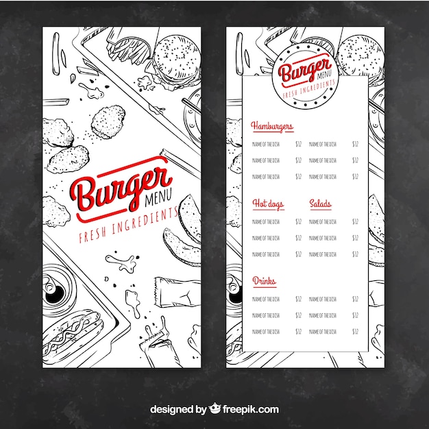 Menu Hamburgerów Z Rysunkami