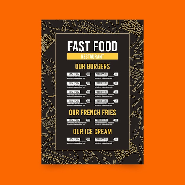 Bezpłatny wektor menu restauracji sprzedaż hamburgerów