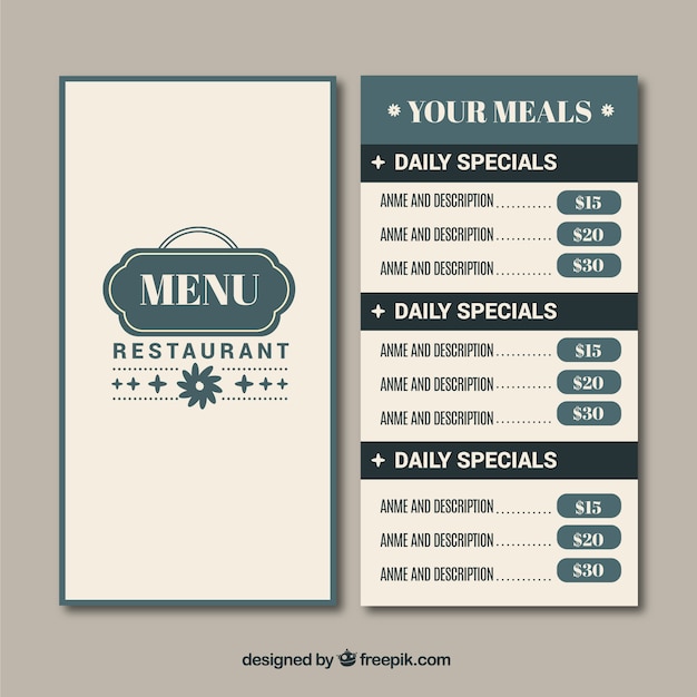 Bezpłatny wektor menu restauracji, vintage