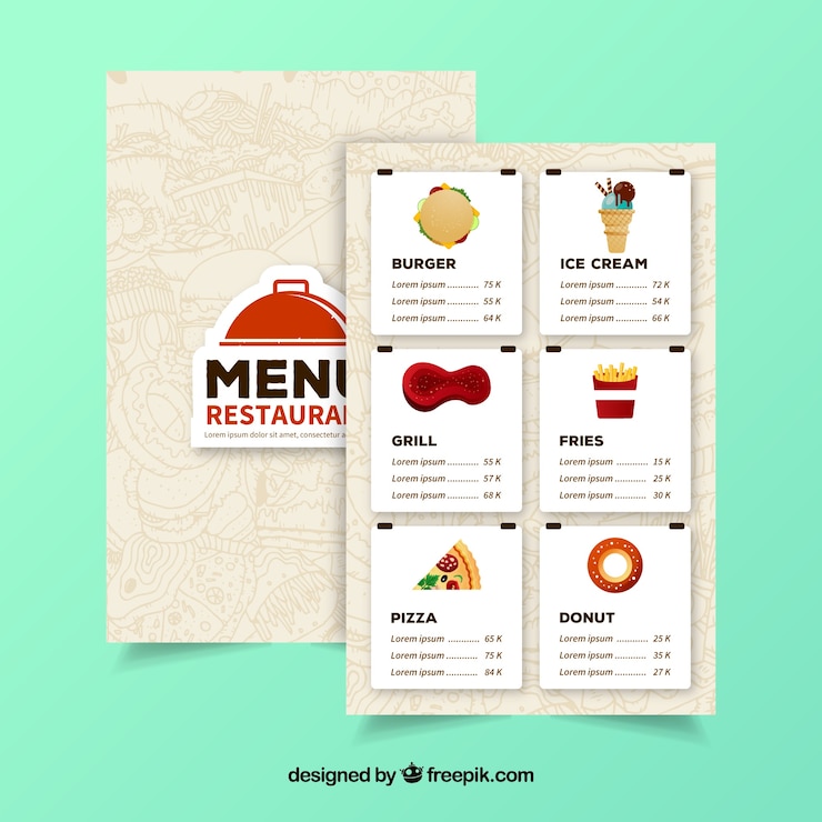 Bezpłatny plik Wektor menu restauracji z sześcioma sekcjami