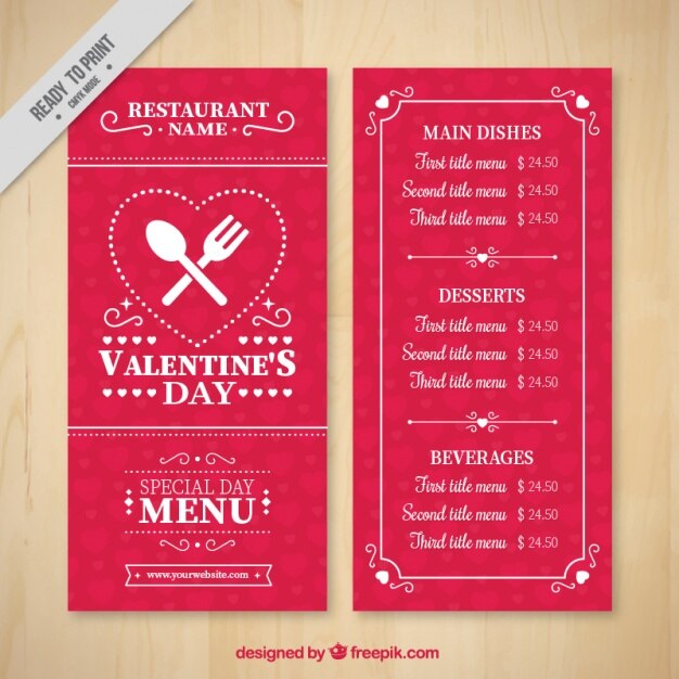 Menu Vintage Valentine